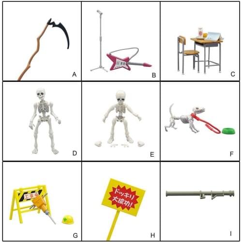 Movable Mr. Bones Skeleton Human Model Skull Full Body Mini Action Figure Weapon Play Scene Accessories Halloween Doll Toy Gift