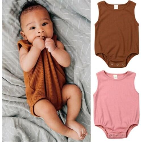 Casual Baby Boy Girl Romper 2019 Newborn Baby Girls Boy Pure Color Jumpsuit Summer Sleeveless Crawling Romper One-pieces Outfits