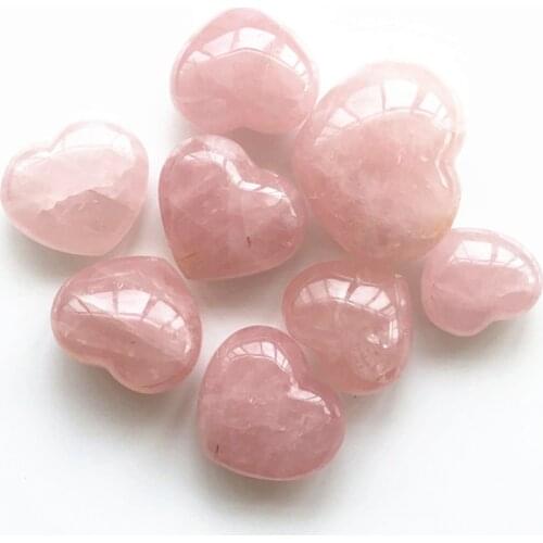 Natural gemstone pink rose quartz hearts shaped crystal healing stones for gifts