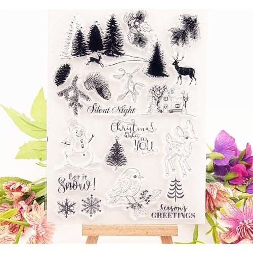 12x17cm Snow forest Transparent Clear Stamps Silicone Seals Roller Stamp DIY scrapbooking photo album/Card Making