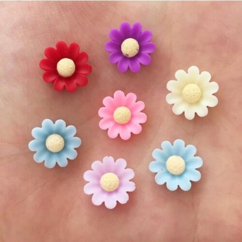 New 80pcs 12mm Resin Solid Color 3D Flower FlatBack Stone Buttons Wedding Crafts R98*2