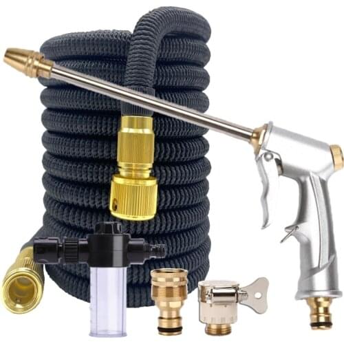 Expandable Garden Hose High Pressure Car Wash Wash Machine Garden Watering Hose Foam Water Gun Portable High-Pressure Water Gun