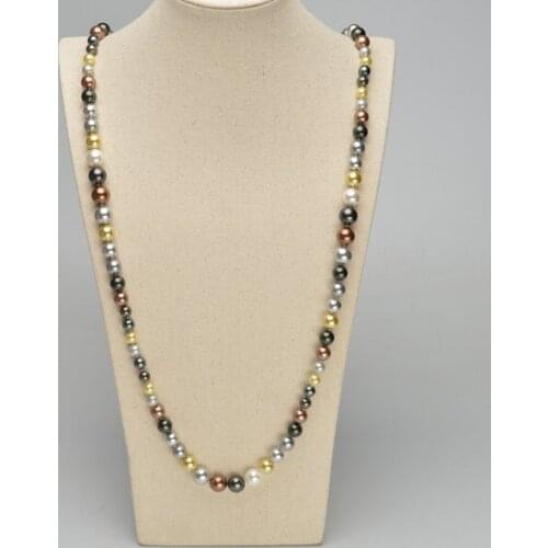 Hand knotted 100cm long 8-12mm colorful shell pearl beaded necklace sweater chain tower chain necklace fashion jewelry