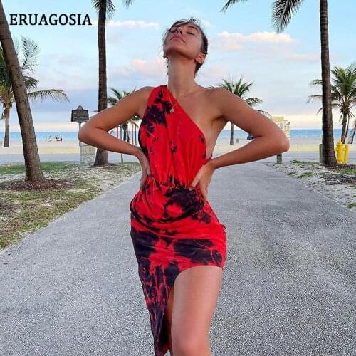 Sexy One Shoulder Asymmetric Mini Dresses Women Club Party Sleeveless Summer Dress Streetwear Beach Holiday Vestido