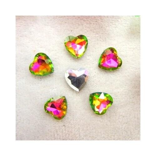 Super beauty top quality Flame color HEART Glass Crystal pointback rhinestones Diy wedding dress accessories Free shipping