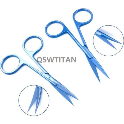 10cm Titanium Straight/Curved Ophthalmic Stitch Scissors Dental Cosmetic surgical scissors