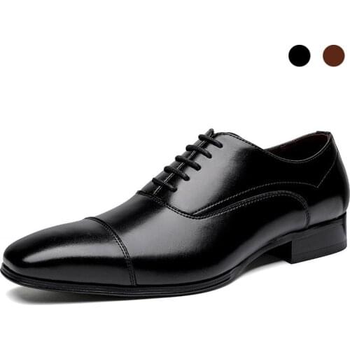 Oxford Dress Bridegroom Formal Office Best Men Shoes Black Genuine Leather Original Casual Business Designer Shoes