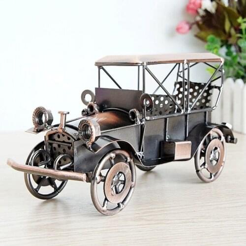 Iron Car Motorcycle Model Ornaments Europe Retro Motor Figurine Metal Iron Crafts Gift Kids Toy Home Office Decor Crafts