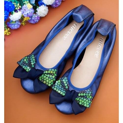 AUCVEE Womens Shoes Fashion Round Toe Girls Bow Flats Spring Sexy Women Loafers Shoes Woman Flats 2020 New Autumn Ladies Ballet