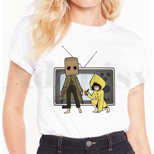 Short Sleeve Female Tops Tees Harajuku VintageT Shirts Limited Little Nightmares Six Maw Creepy Horror Womens T-shirt