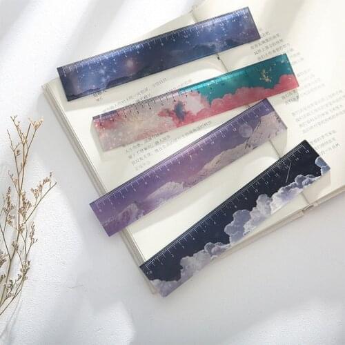 1pcs 160*30mm Acrylic Ruler Ins Style Snow Sky Star Kawaii Stationery Drawing Straight Rulers for Office School Stationery