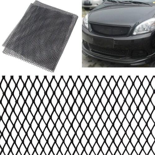 100x33cm Universal Black/Silver Car Grille Net Aluminum Car Vehicle Body Grille Mesh Cover Car Bumper Fender Hood Vent Grille