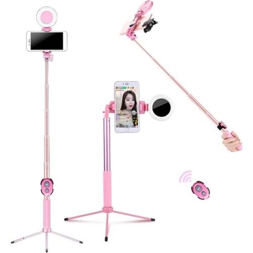 170CM Bluetooth Extendable Mobile Phone Selfie Stick Tripod LED Ring Light Flash with Monopod Mount for Live Broadcast Selfie