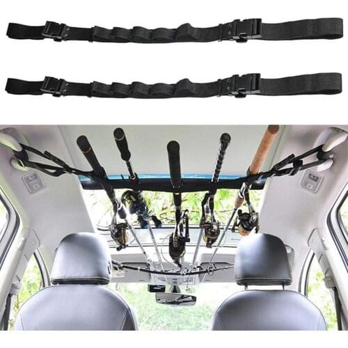 2PCS Car Fishing Rod Rack Fishing Rod Strap On Top Of Car 39.3 Inches To 110.2 Inches Car Fishing Rod Holder For SUV Van