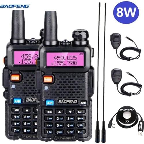 2PCS Baofeng UV-5R 8W Transceiver Radio Station Powerful Walkie Talkie VHF UHF BF UV5R 8 Watts Portable CB Ham Radio for Hunting