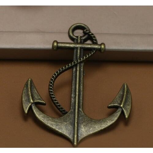 ANGRLY 10pcs 56*41mm Have Hook Up Marine Military Style Alloy DIY Handmade Accessories Metal Rudder Anchors Wedding Decoration