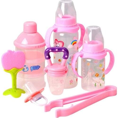 7pcs/set Newborn Baby Food Feeding Kit Bottle Teether Pacifier Bottle Storage Box Bottle Clip Tool Set Bottle Feeding Gifts