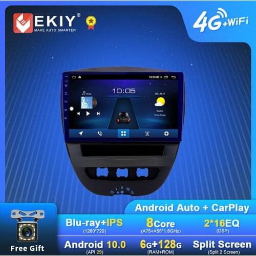 EKIY Android Car Radio For Peugeot 107 For Toyota Aygo 2005-2014 Navi GPS 1280*720 DSP Carplay Multimedia Player Auto Stereo DVD