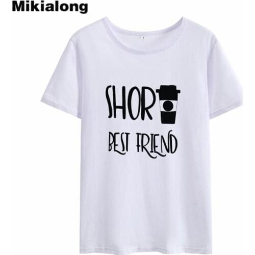 Mikialong Black White Best Friends T Shirt Women 2018 Summer Cute Ladies T Shirts Funny Streetwear Cotton Woman Tshirt Top