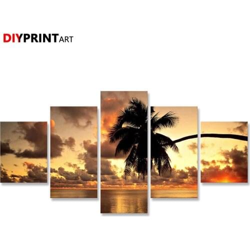 Hawail Sunset 5 Panels Canvas Painting Pictures for Wall Decoration A2119