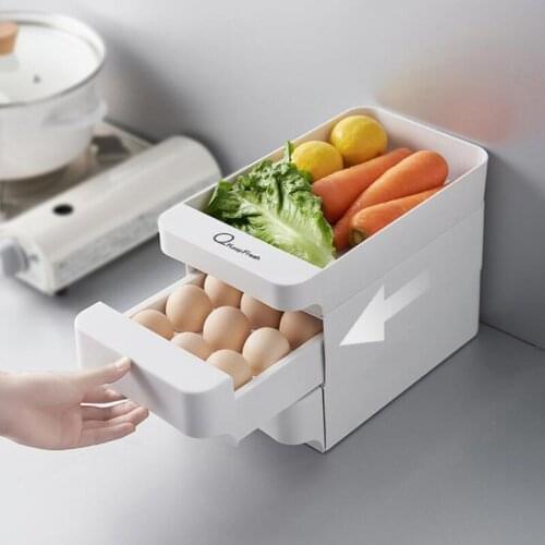 1/2/3Layer Food Storage Box Keep Fresh Egg Holder Refrigerator Egg Box Kitchen Organizer Drawer Storage Container Stackable