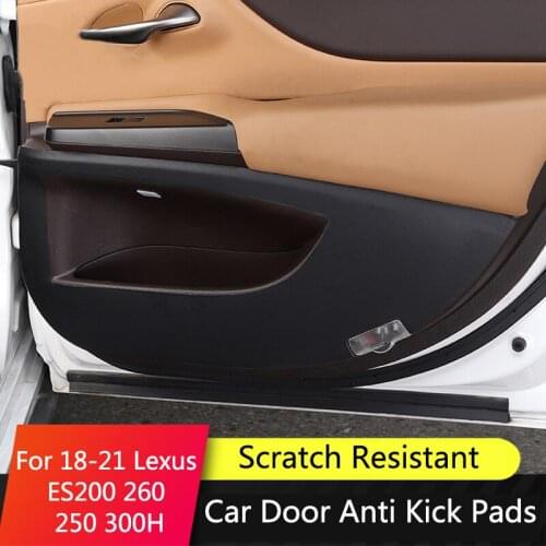 QHCP Leather Car Door Protectors Cover Anti Kicking Mat Pad Interior Accessories For Lexus ES200 260 250 300H 2018-2021