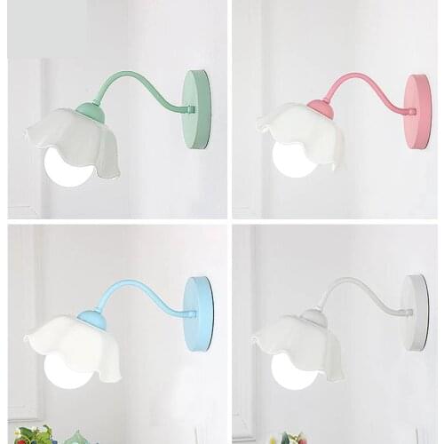Mini Pastoral Ceramic Wall Lamp European Style Modern Simple Bedroom Bedside Lamps Childrens room wall Sconce Wall Lights