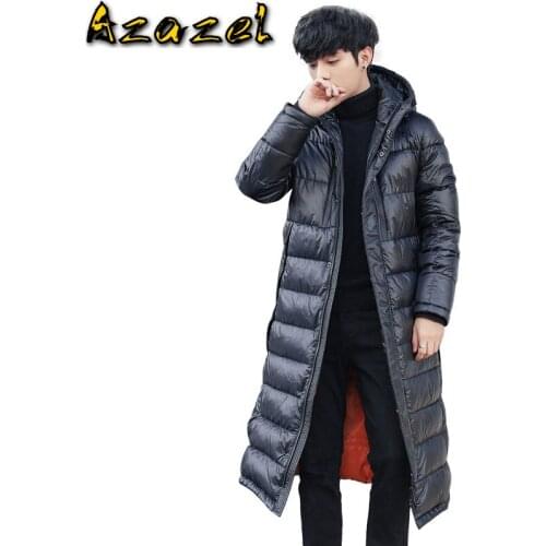 Azazel Mens Winter Down Jacket Hooded Thick Long Coat 90% White Goose Down Jacket Korean Parka Doudoune Homme 1806 KJ3096