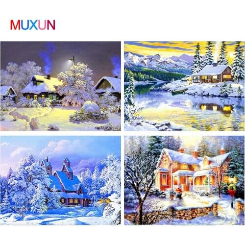 Diy Diamond Painting Scenery Christmas Cross Stitch Kit Snow Full Square Winter Embroidery Beaded Mosaic Landscape Gift Rp512
