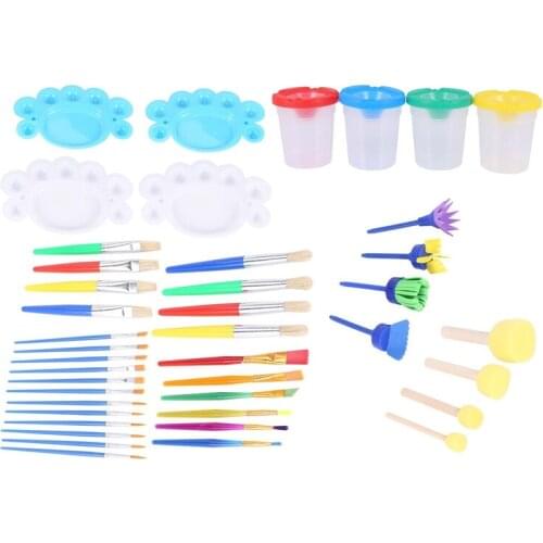 42 Pcs Paint Brushes Tool Kit,Paint Pen Brushes, Painting Tool Supplies, Include Paint Cups with Lids, Palette Trays