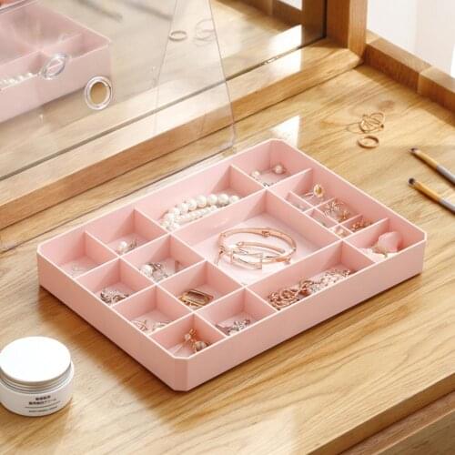 Desktop Transparent Cover Grids Jewelry Earrings Ring Storage Box Organizer CaseJewelry Earrings Ring Storage Box Organizer Case