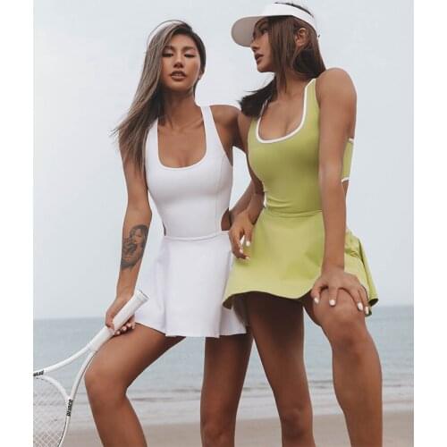 The New Tennis Suit All-in-one Yoga Suit Women Outdoor Sports Fitness Running Clothes Fashion Training Suits Tennis Dress Women