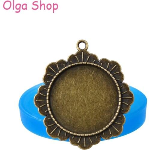 OYL124 47.2mm Embellished Frame Pendant Silicone Mold - Jewelry Making Cake Topper, Fondant, Resin Clay, Chocolate, Candy