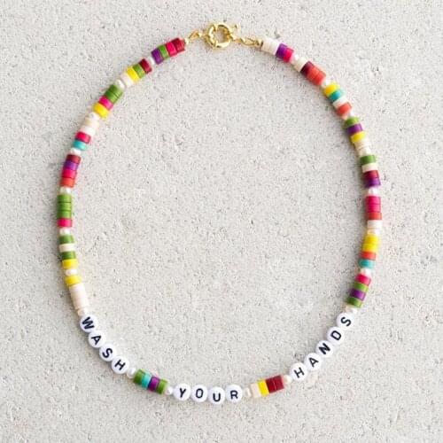 Colored Stone Handmade Necklace Fashion Unique Name Letter Necklace Birthday Gift for Friends Beautiful Neck Accessories 2020