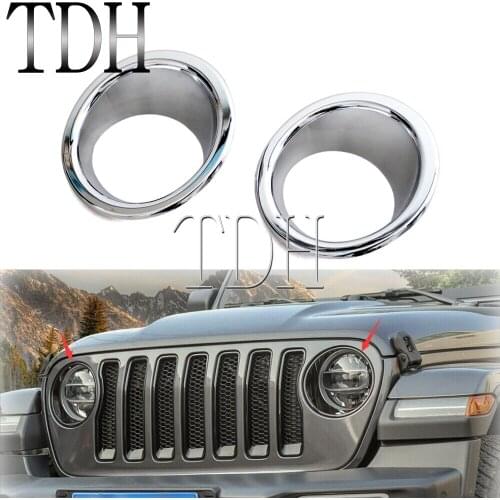 2pcs Chrome / Black ABS Plastic Front Fog Light Lamp Frame Molding Rings Trim Cover For Jeep Wrangler JK 2007-2015