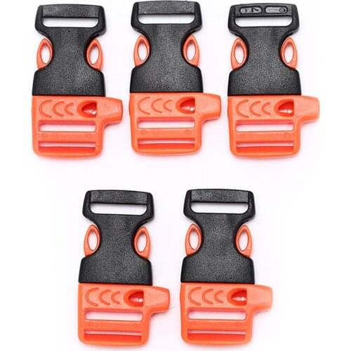 5 Pcs/pack Survival Whistle Buckle Plastic Curved Side Release Buckles For Paracord Bracelet/ Backpack