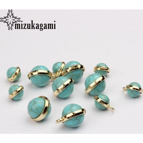 6pcs/lot Round Ball Tail Extender Imitation Charms Pendant For DIY Fashion Jewelry Bracelet Making Accessories