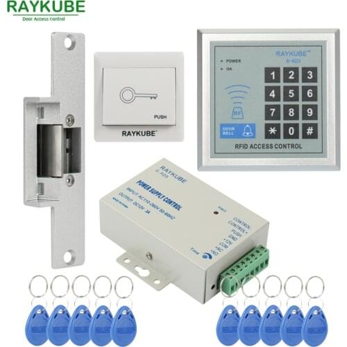 RAYKUBE Special Offer Access Control Kit Electric Strike Lock + Password Keypad RFID Reader Counter Strike
