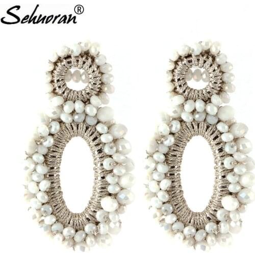 Sehuoran Earrings For Women Crystal Earring Drop Earrings Faceted Beads Handmade Long Earrings Jewelry Wholesale New Arrival