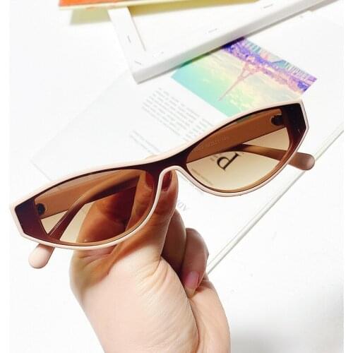 Sunglasses Women Trends Vintage Conjoined Piece Lenses Cat Eye Streamlined Frame Glasses Luxury Designer Fashion Men Sunglasses