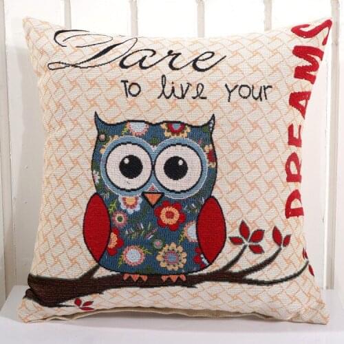 Standard Pillowcase Birds Animals Owls Embroidery Throw Pillow 45x45 Square Pillowcase Throw Pillow Cushion