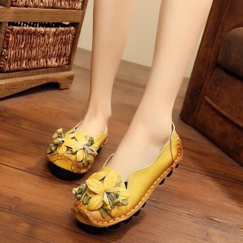 Women Handmade Flat Shoes Summer Loafers Flats Shoes Slip On Platform Leather Shoes Genuine Leather Moccasins Zapatos De Mujer