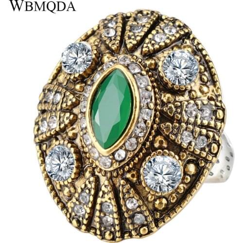 Unique Trendy Resin Rings For Women Vintage Crystal Ring Party Accessories Indian Jewelry 2018 Free Shipping