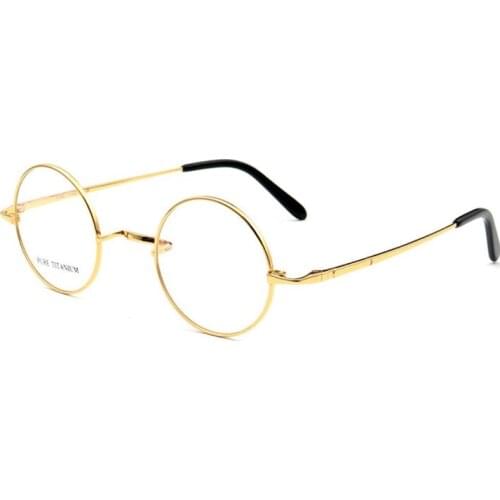 Vintage pure titanium round male and female prescription myopia optical glasses frame Retro round 42mm small Eyeglasses Frame Sm