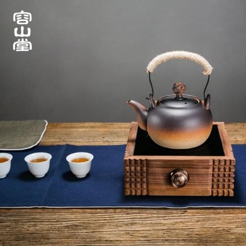 Wood-fired coarse pottery kettle, tea maker, teapot, electric ceramic stove, tea stove, large Kung Fu tea set, lifting beam pot