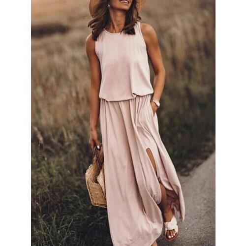 2021 Womens Sleeveless Large Size Dress Large Swing Medium Surround Summer Dress Loose Comfort
