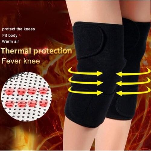1Pair Tourmaline Self-Heating Knee Leggings Brace Support Magnetic Therapy Knee Pads Adjustable Knee Massager Health Care