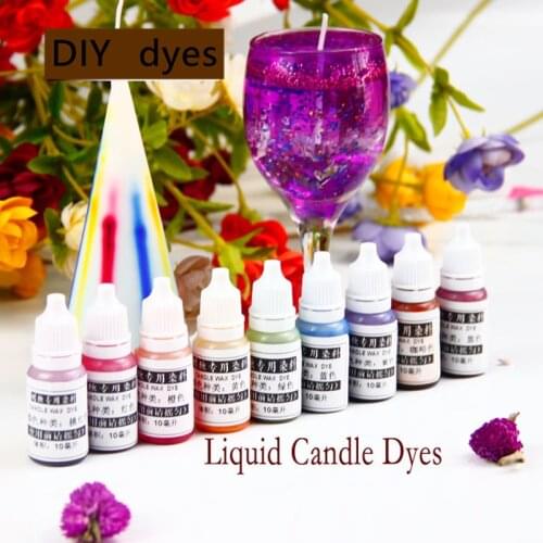 10ML Liquid Candle Dyes Set DIY Jelly Wax Soybean Wax Ice Flowers Wax Beeswax Coconut Wax Soap Making Liquid Pigment Kit
