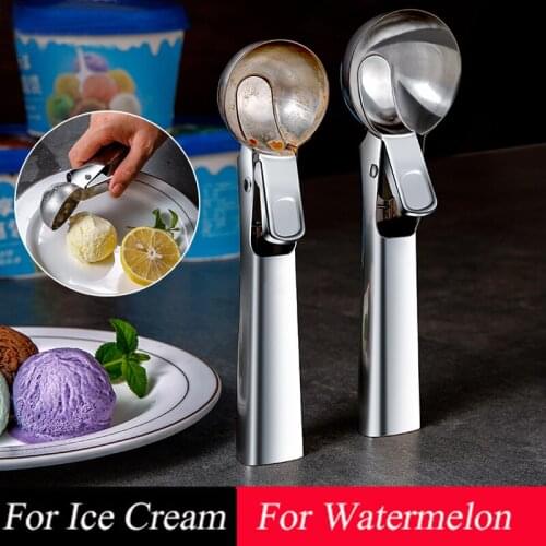 2 Size Ice Cream Scoops Stacks Stainless Steel Ice Cream Digger Non-Stick Fruit Ice Ball Maker Watermelon Ice Cream Spoon Tool