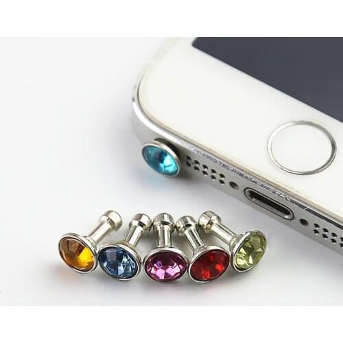 5 piece Universal 3.5mm Diamond Dust Plug Mobile Phone accessories gadgets Earphone enchufe del polvo Plugs For iPhone 5 5s 6 6s